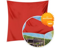 MuchoWow® - Schaduwdoek - Rood - Kleur - Effen - 96% UV-bestendig - Hoogwaardig polyester - Zonnedoek - Weerbestendig - Tuin - Tarp - 300x300 cm