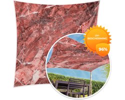 MuchoWow® - Schaduwdoek - Steen - Rood - Roze - Graniet - 96% UV-bestendig - Hoogwaardig polyester - Zonnedoek - Weerbestendig - Tuin - Tarp - 300x300 cm