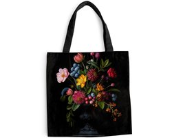MuchoWow® Schoudertas - Strandtas - Big Shopper - Boodschappentas - Bloemen - Vrolijk - Vaas - 40x40 cm - Katoenen tas