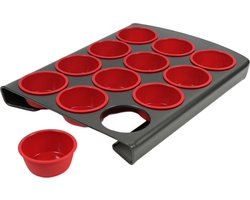 Muffin bakvorm metaal - 12 vormen van siliconen - 37 cm