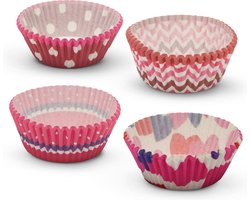 Muffin Bakvormen / Muffinvorm Cupcake Papier Vormpjes - 100 Stuks - Roze / Hartjes