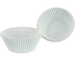 Muffin en cupcakes maken vormpjes - papier - wit - set 100x stuks - 5 cm