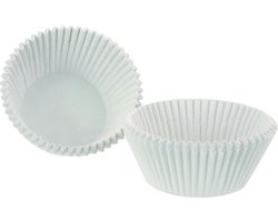 Muffin en cupcakes maken vormpjes - papier - wit - set 300x stuks - 5 cm
