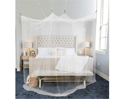 Muggennet voor Tweepersoonsbed 210x210cm - Hemelbed Gordijn met 8 Ophangpunten en 2 Openingen