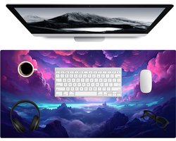 Muismat 80x40 cm - Bureaumat gaming neon - Computer en gameroom accessoires - Muis en bureau mat onderlegger - Game room decoratie - Bureaulegger desktop xl - Mousepad xxl - Muismatten office desk anti slip - Ruimte accesoires roze