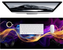 Muismat 80x40 cm - Bureaumat gaming neon goud - Computer en gameroom accessoires - Muis en bureau mat onderlegger - Game room decoratie - Bureaulegger desktop xl slaapkamer - Mousepad xxl - Muismatten office desk anti slip