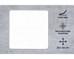 Muismat - Bureaumat - Kleuren - Wit - Effen kleur - Mousepad - Muis mat - 20x20 cm - Bureau accessoires - Bureau onderlegger