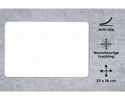 Muismat - Bureaumat - Kleuren - Wit - Effen kleur - Mousepad - Muis mat - 27x18 cm - Bureau accessoires - Bureau onderlegger