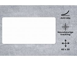 Muismat - Bureaumat - Kleuren - Wit - Effen kleur - Mousepad - Muis mat - 60x30 cm - Bureau accessoires - Bureau onderlegger