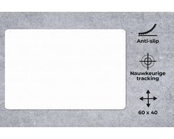 Muismat - Bureaumat - Kleuren - Wit - Effen kleur - Mousepad - Muis mat - 60x40 cm - Bureau accessoires - Bureau onderlegger
