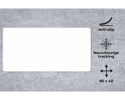 Muismat - Bureaumat - Kleuren - Wit - Effen kleur - Mousepad - Muis mat - 80x40 cm - Bureau accessoires - Bureau onderlegger
