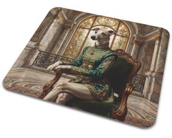 Muismat Edele Windhond Canis lupus familiaris Whippet in Groen Historisch Kostuum Gebrandschilderd Glas Raam Klassieke Dieren Kunst Kantoor & Thuiswerk Bureau Accessoire Hondenliefhebber Cadeau Bureauonderlegger