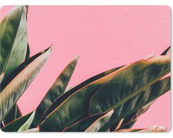 Muismat Groot - Planten - Bladeren - Vrouwentong - Roze - Tropisch - 40x30 cm - Mousepad - Muismat