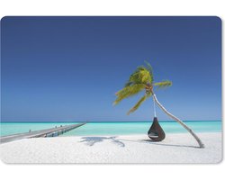 Muismat Hangmat op het strand - Een wit zandstrand met een hangmat bij de Maldiven muismat rubber - 60x40 cm - Muismat met foto