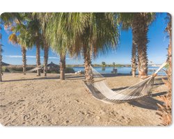 Muismat Hangmat op het strand - Hangmat op een strand op het schiereiland Baja muismat rubber - 60x40 cm - Muismat met foto