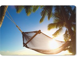 Muismat Hangmat op het strand - Hangmat tussen de palmbomen op een tropisch strand muismat rubber - 27x18 cm - Muismat met foto