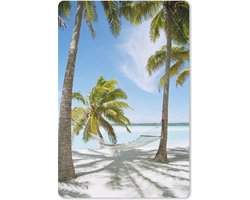 Muismat Hangmat op het strand - Palmbomen met een hangmat op het zandstrand muismat rubber - 40x60 cm - Muismat met foto