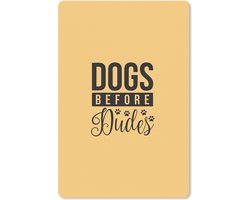 Muismat Honden Quotes - Quote Dogs before dudes gele wanddecoratie muismat rubber - 18x27 cm - Muismat met foto