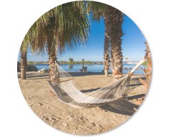 Muismat - Mousepad - Rond - Strand - Hangmat - Relax - 20x20 cm - Ronde muismat