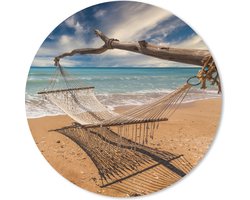 Muismat - Mousepad - Rond - Strand - Zee - Hangmat - 30x30 cm - Ronde muismat