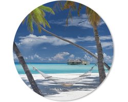 Muismat - Mousepad - Rond - Strand - Zomer - Hangmat - 30x30 cm - Ronde muismat