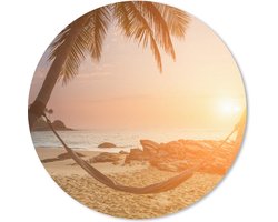Muismat - Mousepad - Rond - Zomer - Zonsondergang - Hangmat - 30x30 cm - Ronde muismat