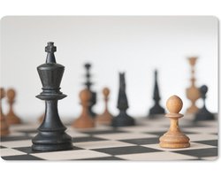 Muismat Schaken - Een schaakwedstrijd op het bord muismat rubber - 27x18 cm - Muismat met foto