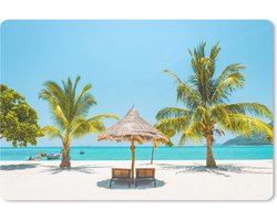 Muismat Tropisch strand - Parasol op een strand muismat rubber - 27x18 cm - Muismat met foto