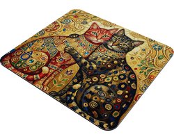 Muismat - Twee Knuffelende Katten in Gouden Stijl - Artistieke Bureau Accessoire - Uniek Cadeau voor haar: Vrouw Vriendin & Collega - Onderdeel van reeks Gustav Klimt Style Dieren - Kleurrijke Eye-catcher voor Thuiswerken & Kantoor - Kunst