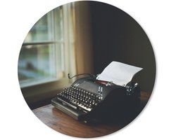 Muismat Typemachine vintage - Typemachine op eettafel Muismat rond - 20x20 cm - Muismat met foto
