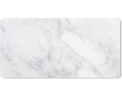 Muismat XXL 100x50 cm - Bureau onderlegger - Bureau mat Marmer - Wit - Grijs - Luxe - Marmer printlook - Steen - Bureaumat - Gaming mousepad xl - Bureaulegger groot - Computer deskmat