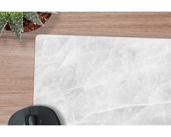 Muismat XXL 120x60 cm - Bureau onderlegger - Bureau mat Marmer - Steen - Wit - Luxe - Marmer printlook - Bureaumat - Gaming mousepad xl - Bureaulegger groot - Computer deskmat