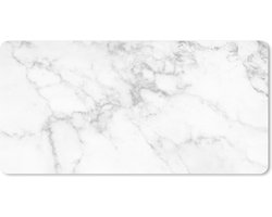 Muismat XXL 120x60 cm - Bureau onderlegger - Bureau mat Marmer - Wit - Grijs - Luxe - Marmer printlook - Steen - Bureaumat - Gaming mousepad xl - Bureaulegger groot - Computer deskmat