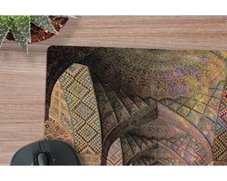 Muismat XXL 40x40 cm - Bureau onderlegger - Bureau mat Architectuur - Kleuren - Steen - Gebouw - Regenboog - Bureaumat - Gaming mousepad xl - Bureaulegger groot - Computer deskmat