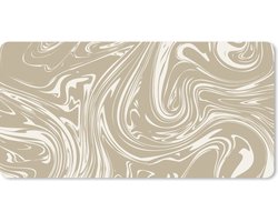 Muismat XXL 90x45 cm - Bureau onderlegger - Bureau mat Marmer - Beige - Crème - Bureaumat - Gaming mousepad xl - Bureaulegger groot - Computer deskmat
