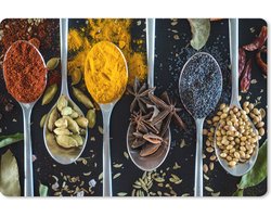 Muismat XXL 90x60 cm - Bureau onderlegger - Bureau mat Lepel - Specerijen - Kruiden - Eten - Tafel - Bureaumat - Gaming mousepad xl - Bureaulegger groot - Computer deskmat