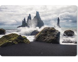 Muismat XXL - Bureau onderlegger - Bureau mat - Basalt gesteente in de zee bij IJsland - 90x60 cm - XXL muismat