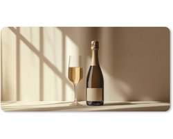 Muismat XXL - Bureau onderlegger - Bureau mat - Champagne - Beige - Schaduw - Bubbels - 120x60 cm - XXL muismat