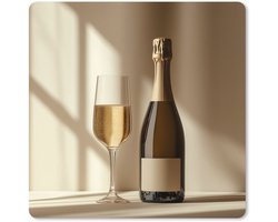 Muismat XXL - Bureau onderlegger - Bureau mat - Champagne - Beige - Schaduw - Bubbels - 40x40 cm - XXL muismat
