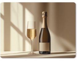 Muismat XXL - Bureau onderlegger - Bureau mat - Champagne - Beige - Schaduw - Bubbels - 80x60 cm - XXL muismat