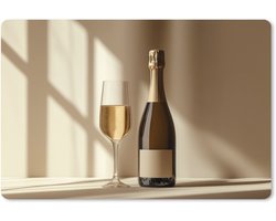 Muismat XXL - Bureau onderlegger - Bureau mat - Champagne - Beige - Schaduw - Bubbels - 90x60 cm - XXL muismat