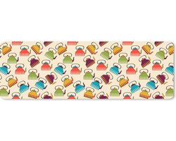 Muismat XXL - Bureau onderlegger - Bureau mat - Design - Retro - Theepot - Kleuren - 90x30 cm - XXL muismat