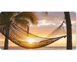Muismat XXL - Bureau onderlegger - Bureau mat - Hangmat op het Caribische strand - 90x45 cm - XXL muismat