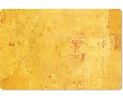 Muismat XXL - Bureau onderlegger - Bureau mat - Muur - Geel - Steen - 90x60 cm - XXL muismat