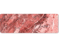 Muismat XXL - Bureau onderlegger - Bureau mat - Steen - Rood - Roze - Graniet print - 90x30 cm - XXL muismat