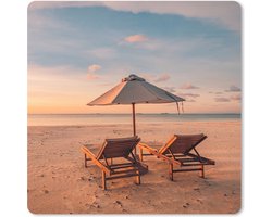 Muismat XXL - Bureau onderlegger - Bureau mat - Strand - Ligbed - Parasol - 80x80 cm - XXL muismat