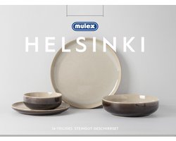 Mulex | MX902025 Serviesset Helsinki - Beige - 16-delig voor 4 Personen - Aardewerk - Inclusief Dinerborden, Ontbijtborden, Dessertborden en Kommen - Magnetron- en Vaatwasserbestendig