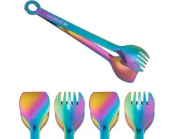 Multi-Color Kleine Serveer Tang - 6 Inch Premium RVS Hapjes Tangen, Set van 4 voor Feestjes en Barbecues