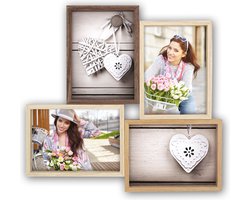 Multi fotolijst met houten frame met 4 lijstjes geschikt voor een foto van 10 x 15 cm