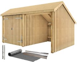 Multi tuinhuis dubbele deur / open 10,5 m2 onbehandeld compleet 248 x 432 x 250 cm - Type C